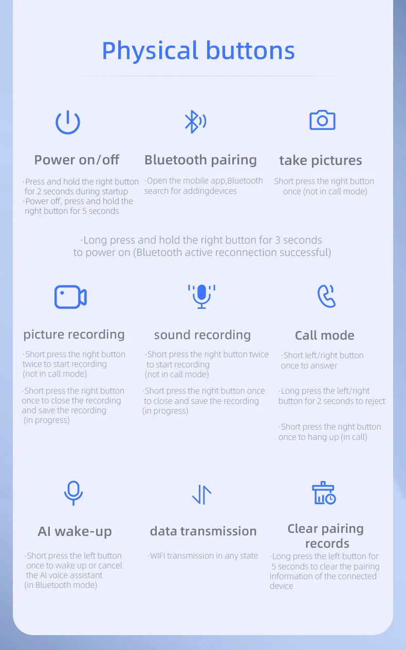 New Wifi AI Smart Glasses HD1080P Anti-shake Camera Video Glasses Voice Call Noise Reduction Wireless Bluetooth Headset Goggles