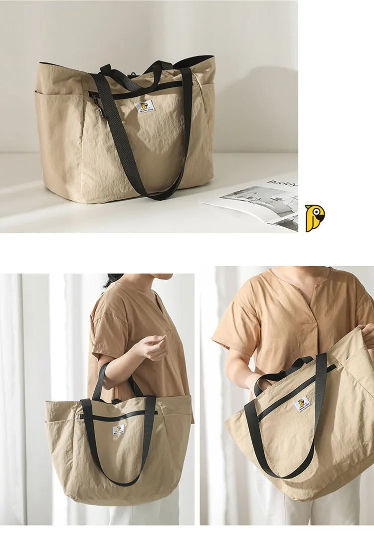 Reversible Travel Tote Bag Large Capacity Foldable Carry On Duffle Bag Canvas Shoulder Luggage Packing Bag for Women Men