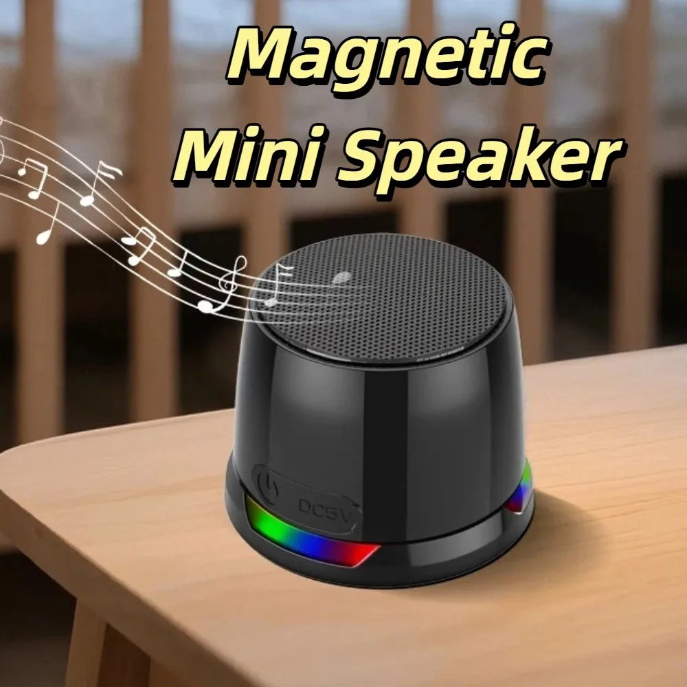 Bluetooth 5.3 Magnetic Mini Speaker Deep Bass HD Sound RGB Light Speaker Anti Lost Compact Design Portable Sound Box Outdoor Use