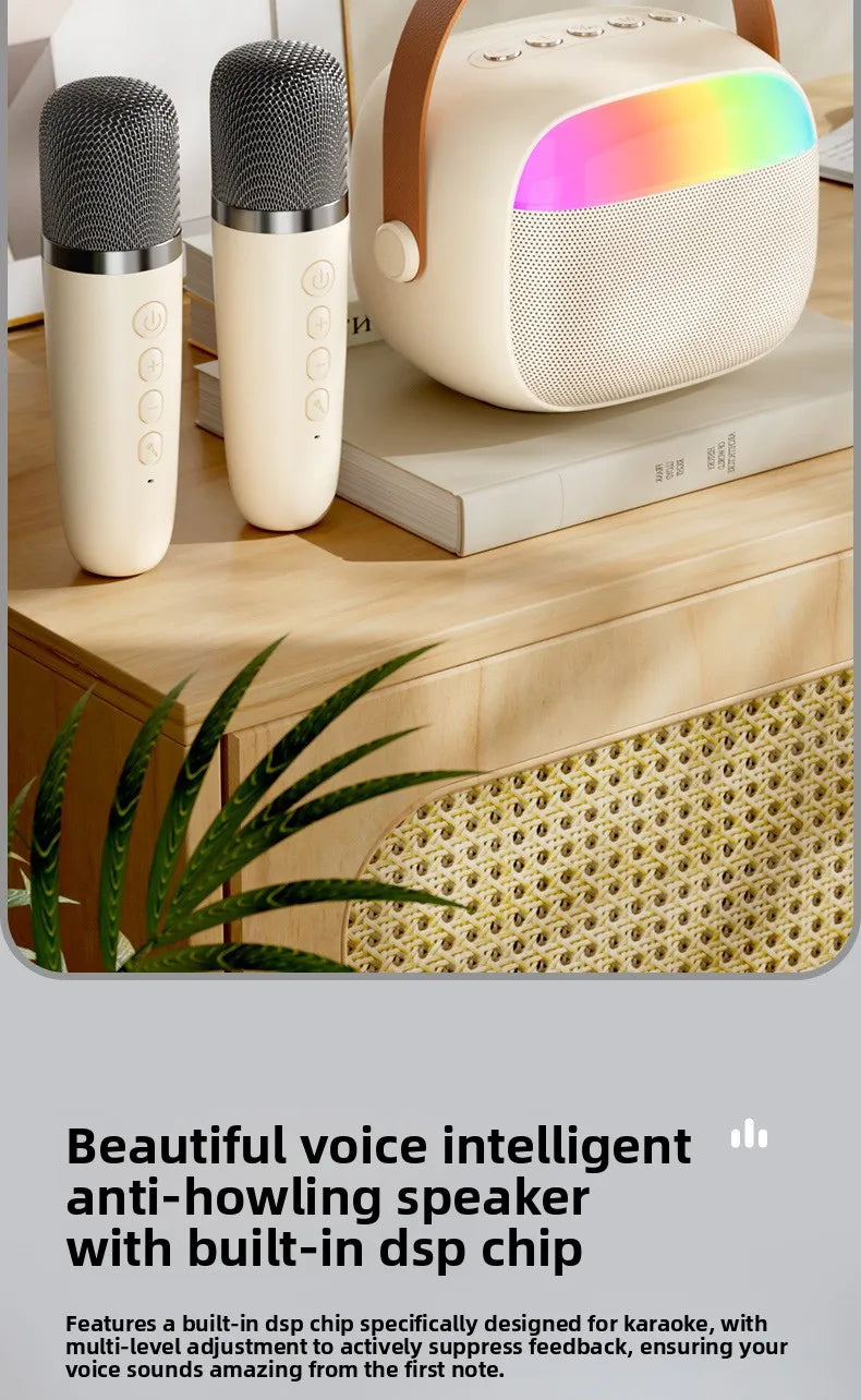 مكبر صوت بلوتوث محمول للمنزل لطيف كاريوكي صغير لاسلكي صوتي مع ميكروفون K Song Family الغناء آلة