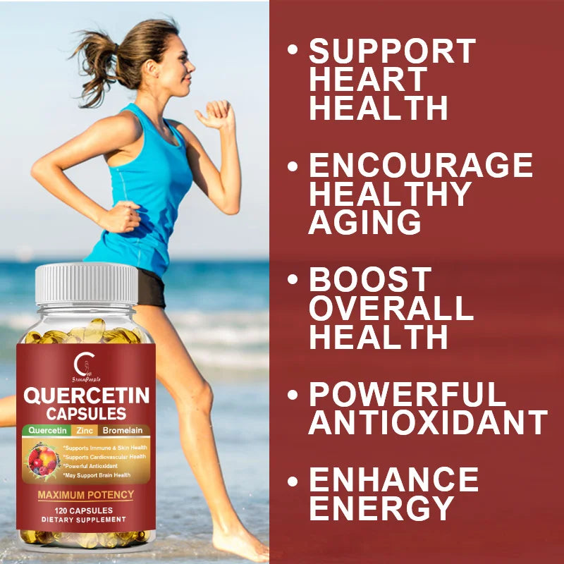 Quercetin Capsules Supplement Quercetin with Bromelain Capsule- Non-GMO - Gluten Free - Supports Overall Health & Well Being