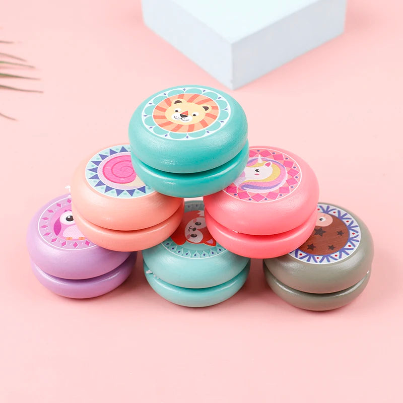 Children Yoyo Ball Cute Animal Prints Wooden Yoyo Toys Fox Owl Hedgehog Snails Toys Kids Yo-Yo Creative Yo Yo Toys For Fun