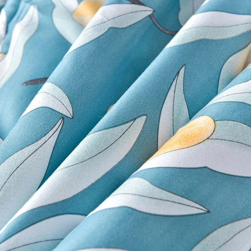 لحاف صيفي من القطن المغسول، لحاف مكيف للهواء، بطانية ناعمة وجيدة التهوية، مفرش سرير مطبوع عليه أوراق رقيقة، غطاء سرير، منسوجات منزلية