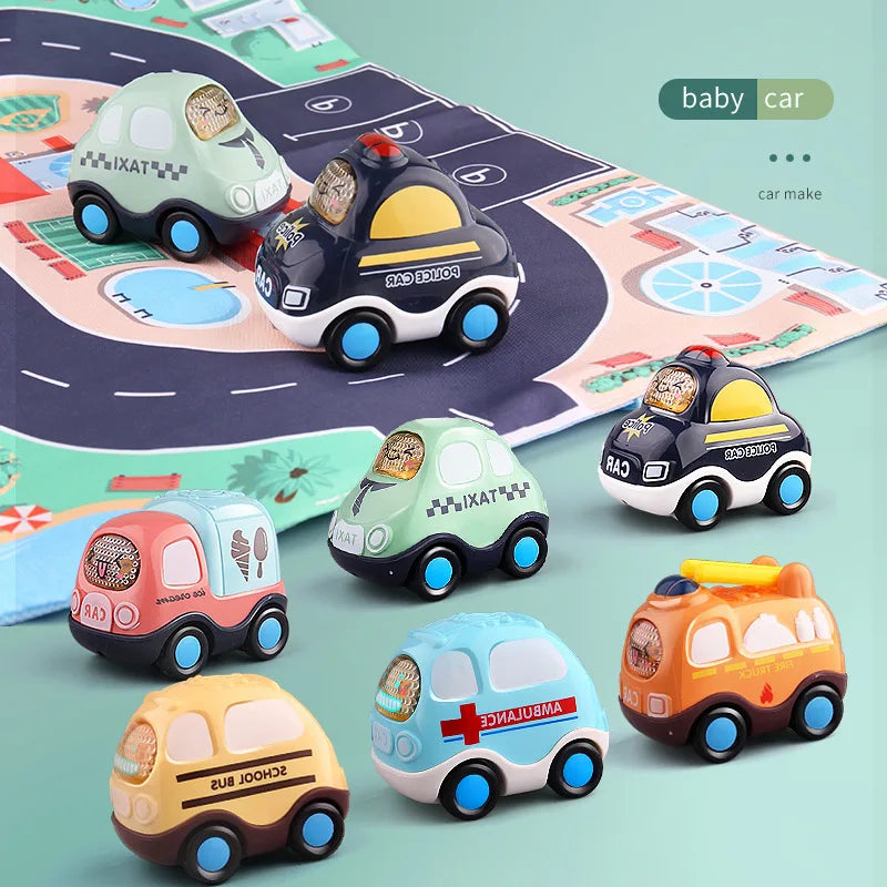 Children Toys Cars Toys for Boys 1 2 3 Ages Cartoon Inertia Press and Go Cars Toys for Kids Pull Back Fire Engine Toy Baby Gifts