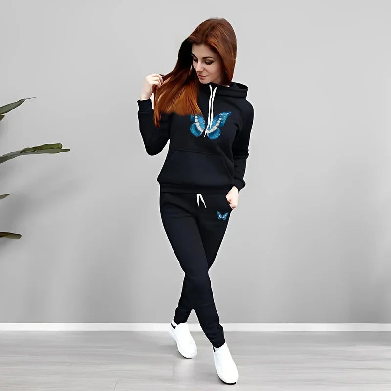 Women's 2 Piece Outfit Set Hoodie Joggers Tracksuit Casual Daily Fashion Autumn Winter Female Home Outdoor Comfort Warm Outfit SwiftNest