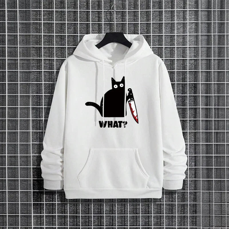 Fashion Mens Clothing Cat Printing Casual Sweatshirts Outdoors Fitness Sports Jogging Mens Hoodies Daily Street Sportswear Tops