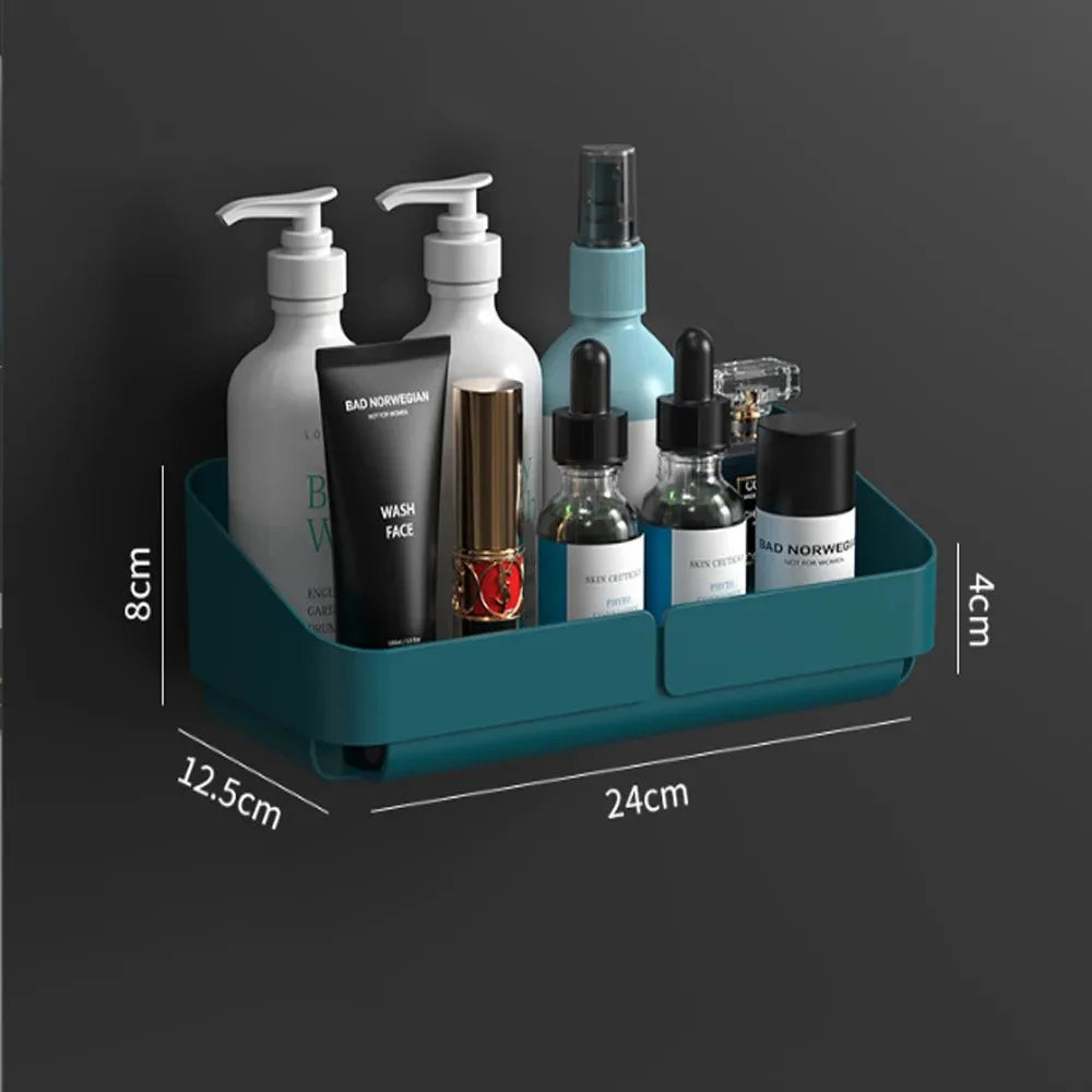 رف حمام مطبخ مريح، رف تخزين مستحضرات التجميل، منظم، رف دش، مستحضرات تجميل، رف شامبو، جدار، توابل، بدون حفر
