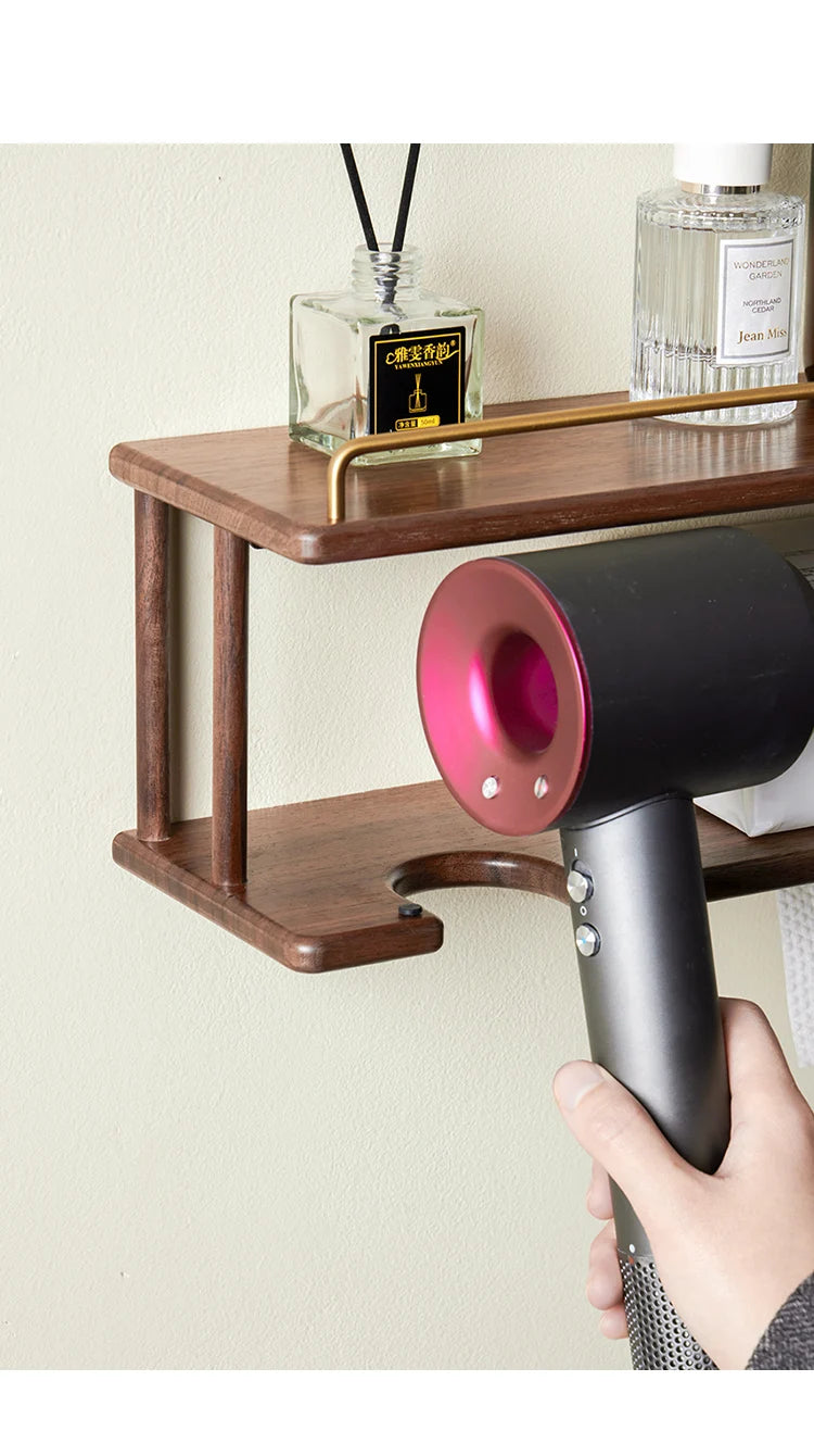 Wall-Mounted Wooden Bathroom Storage Rack Multi-Layer Vanity Organizer for Towels And Cosmetics Home Vanity Countertop Solution