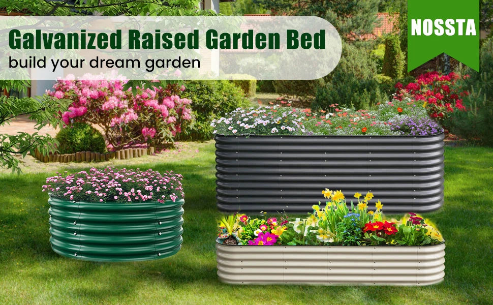 Outdoor garden 42 "(107cm) Round Raised Garden Bed Metal Raised Bed Planter Box for Vegetables Flowers Patio