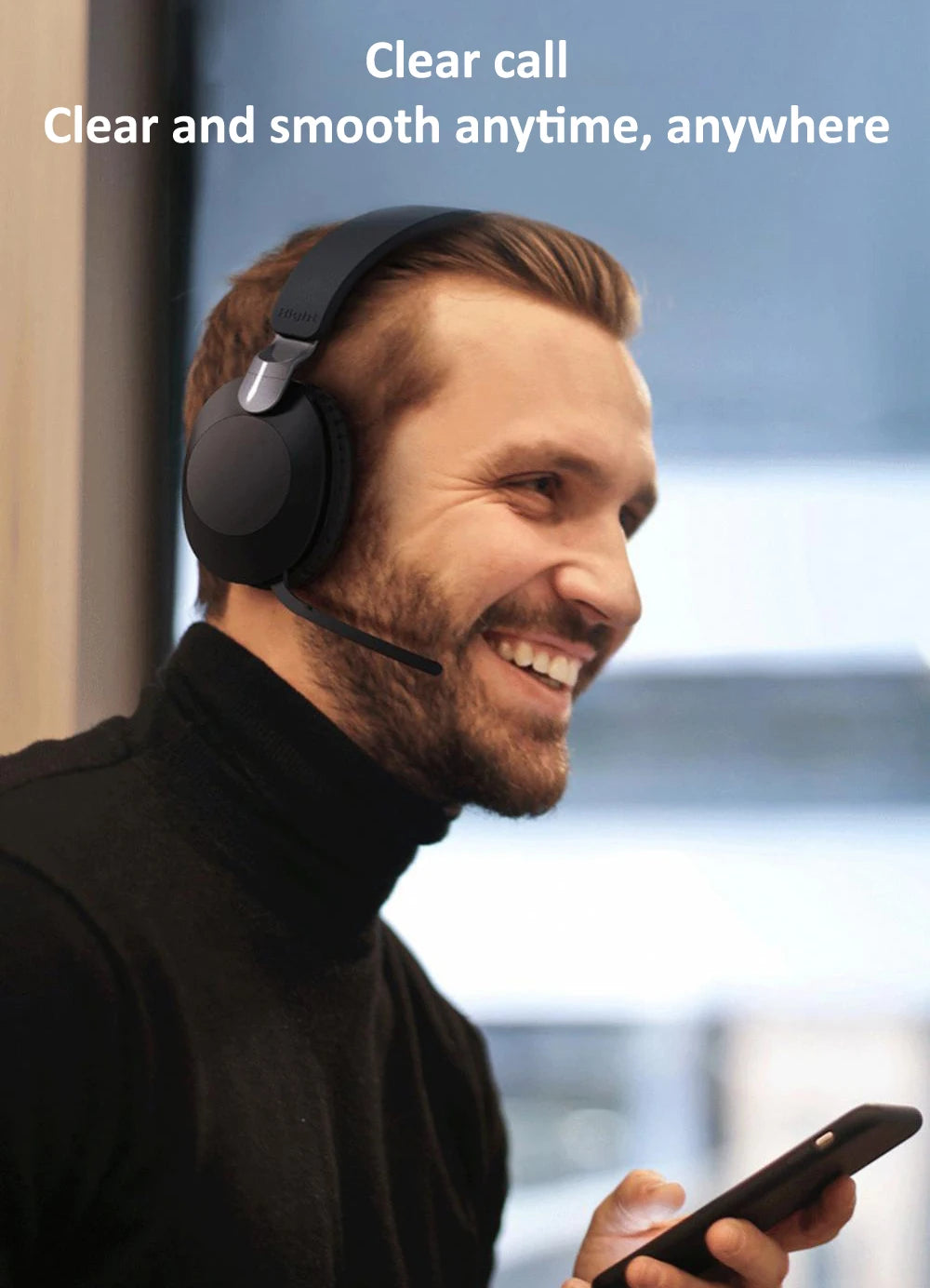 Wireless Bluetooth-Compatible Headset  Eearphone with Mic Hands-free HIFI Stereo BT5.1 Over-Ear Headphone for Call and Music