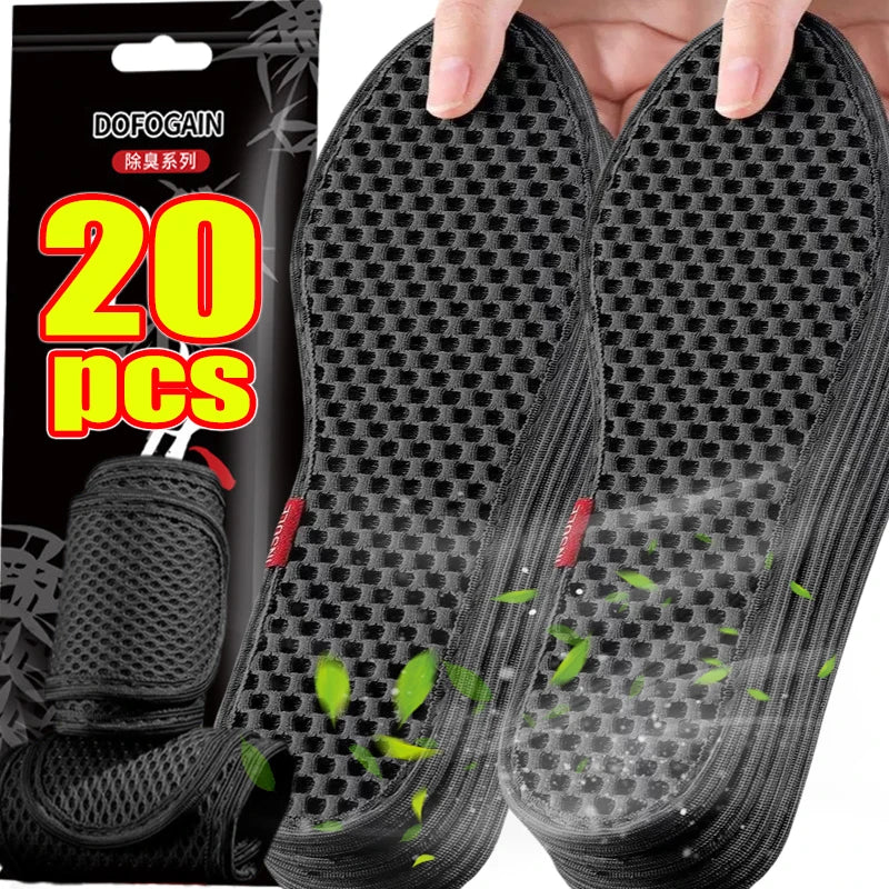 2/20pcs Bamboo Charcoal Deodorant Insoles Mesh Breathable Absorb-Sweat Shoe Pads Men Running Sport Insert Light Weight Insole