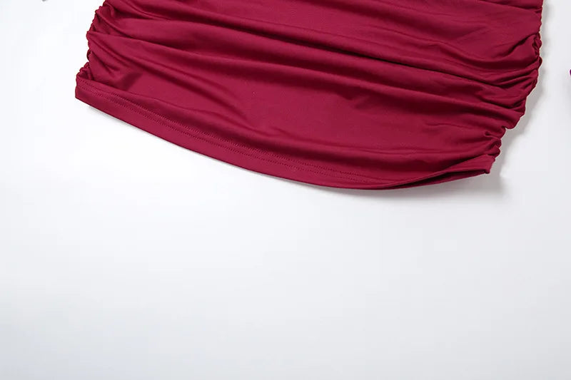 ملابس نسائية خريف وشتاء 2025 موضة جديدة بمزاج عالي الرقبة مطوي الخصر نحيف ملفوف حول الورك فستان بأكمام طويلة للنساء