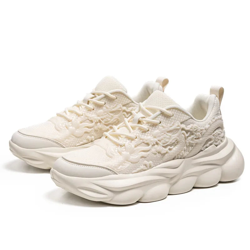Men Casual Sneakers Cool Chinese Dragon Relief Shoes Luminous Platform Tennis Running Sport Shoe Lovers Walking Jogging Trainers
