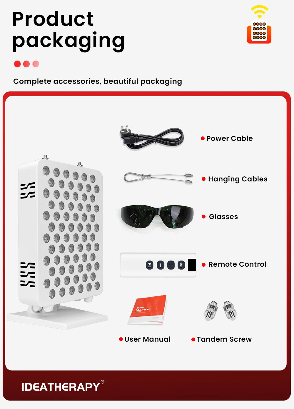 مصباح لوحة العلاج بالأشعة تحت الحمراء ثنائي الشريحة 9Spectrum 5W LED للعلاج بالضوء المنزلي مع التحكم في التطبيق من أجل الصحة والعافية