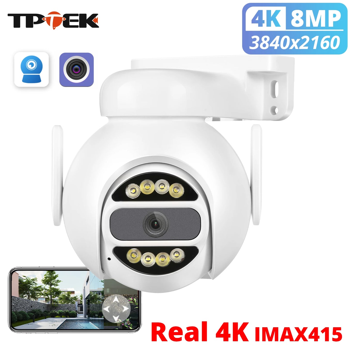 8MP 4K IP Camera WiFi PTZ Security Surveillance Camera 5MP Wi-Fi 4X Digital Zoom Color Night Vision 4MP CamHi CamHipro IP Camara