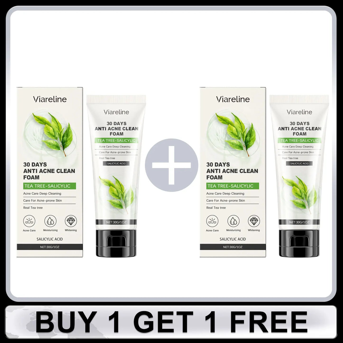 Salicylic Face Care Set Cleansing Pores Cleanser Moisturizing Toner Oil Control Serum Anti Acne Face Cream Smoothing Skin Care