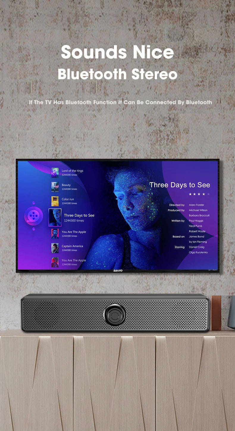 مكبر صوت محيطي بتقنية البلوتوث رباعي الأبعاد، نظام صوت المسرح المنزلي، شريط صوت للكمبيوتر، للتلفزيون، مضخم صوت سلكي، ستيريو، جهير قوي