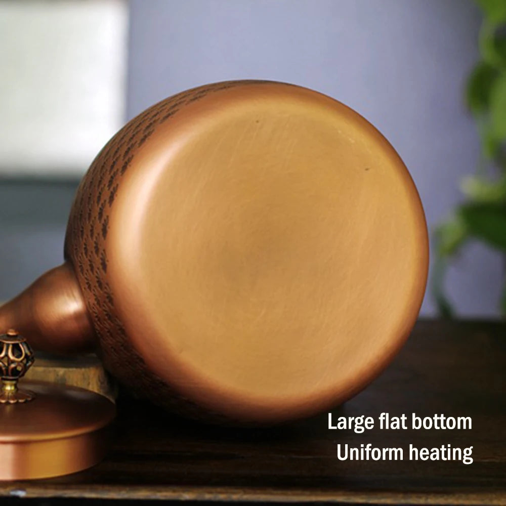 New high-capacity red copper teapot, Household gas stove boiling water kettle, Health wellness tea kettle, Kungfu tea set, 2.0L