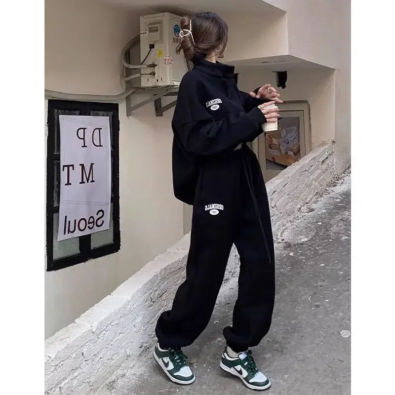 Women's Fashion Sports Suit 2025 Autumn and Winter New Loose Long Sleeved Tops Pant 2 Two Pieces Set for Woman Couture Tracksuit