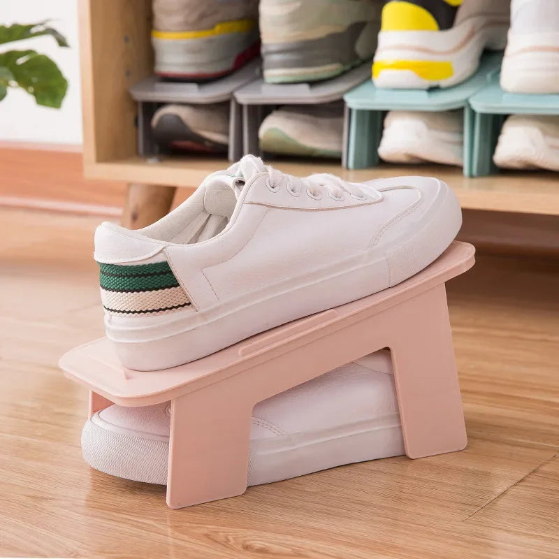 Household Storage Shoe Rack, Double-layer Shoe Holder Plastic Integrated Simple Foldable Economical Simple Shoe Storage Rack