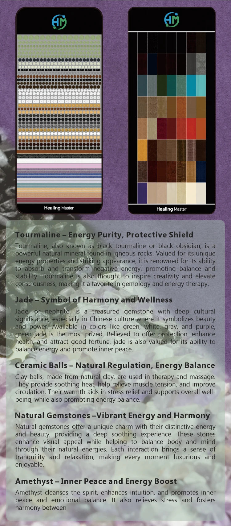 High-Dose Amethyst PEMF Mat 1-50hz Tourmaline Far Infrared Negative Ion Massage Mattress for Health Care and Wellness