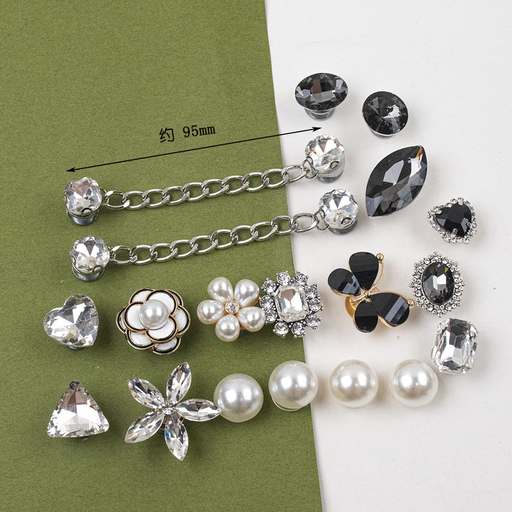 Shoe Charms DIY Rhinestone Rivet Pearl Decoration Buckle for Hole Shoe Charm Accessories Kids Party Woman Girls Gift