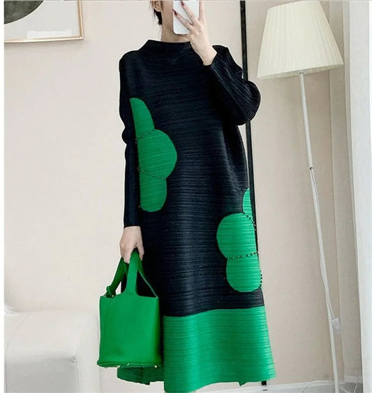 Womens Dresses Long Dresses High-quality Printed Long Skirt Elegant Temperament and Pleated Fashion High-end Round Neck Dress SwiftNest