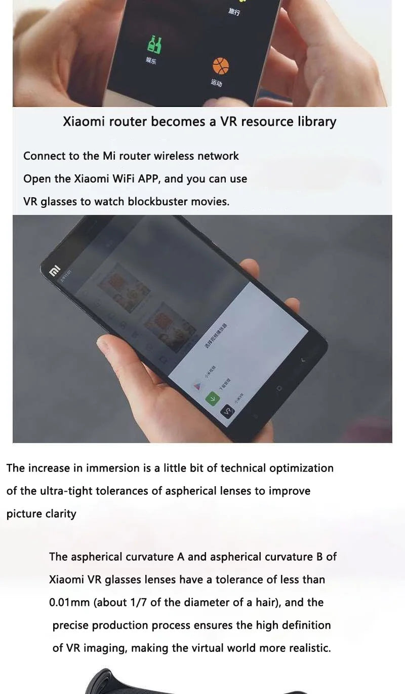 Original Xiaomi VR Glasses PLAY2 Phone Kit Black Tech Virtual Reality 3D Headset - Smart Gaming Helmet & Fashion Goggles