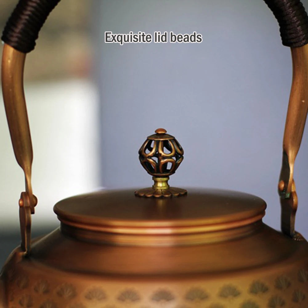 إبريق شاي جديد عالي السعة من النحاس الأحمر، غلاية ماء مغلي بموقد غاز منزلي، غلاية شاي صحية، مجموعة شاي الكونغ فو، سعة 2.0 لتر