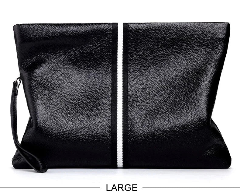 حقيبة يد أصلية من SENOFAN للرجال مخططة من جلد البقر الطبيعي، حقيبة يد رجالية، محفظة بتصميم مظروف، إصدار كوري رائع