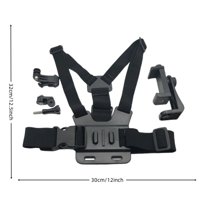 First Person Adjustable Action Camara Chest Strap Record Outdoor Live Mobile Phone Strap Mount for Cycling  Skiing Gopor Holder