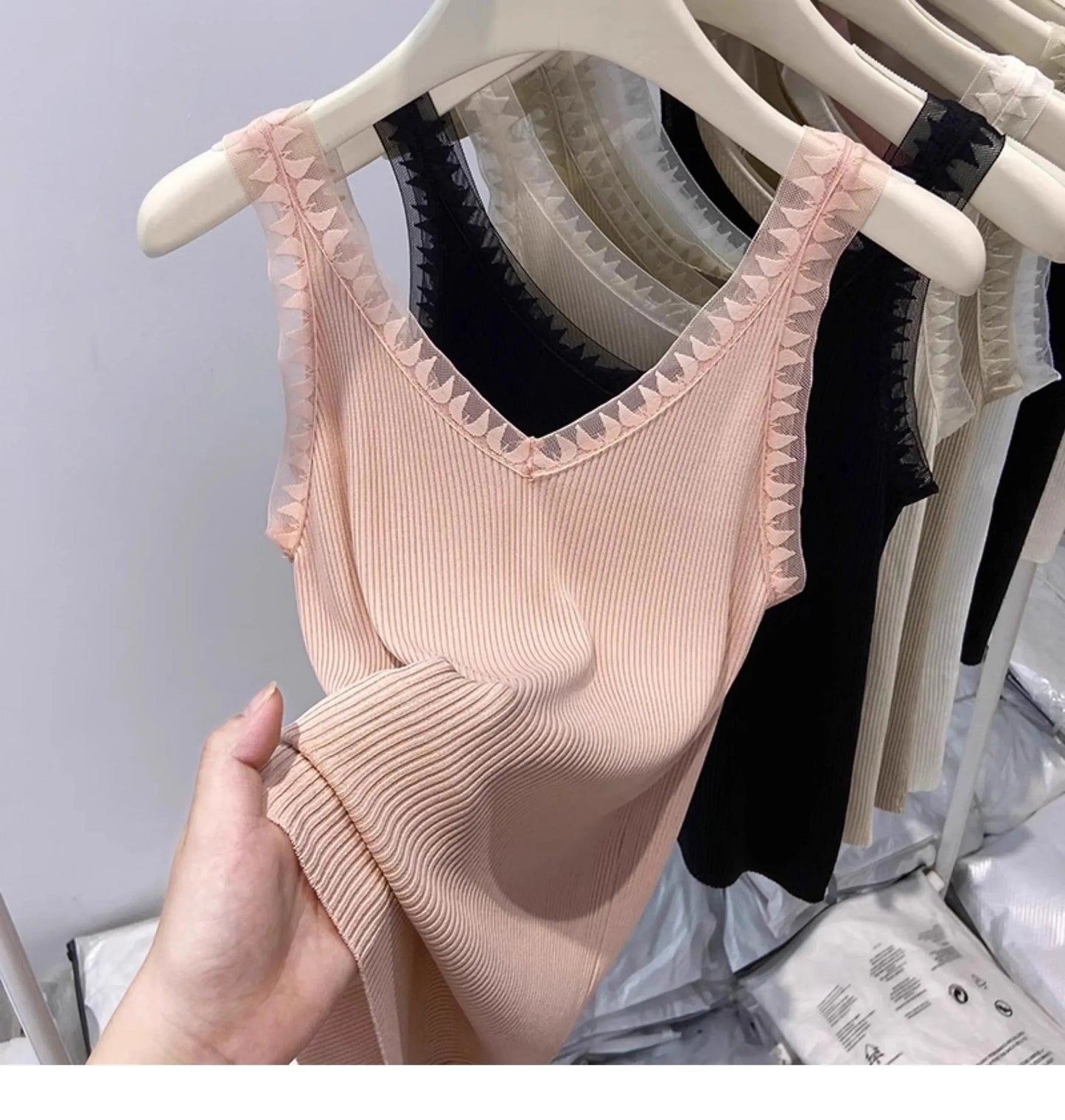 Women Summer Fashion Thin Knitted Undershirt Sleeveless Pullover Corset Top Half High Neck Comfortable Breathable Lace Tank Top SwiftNest