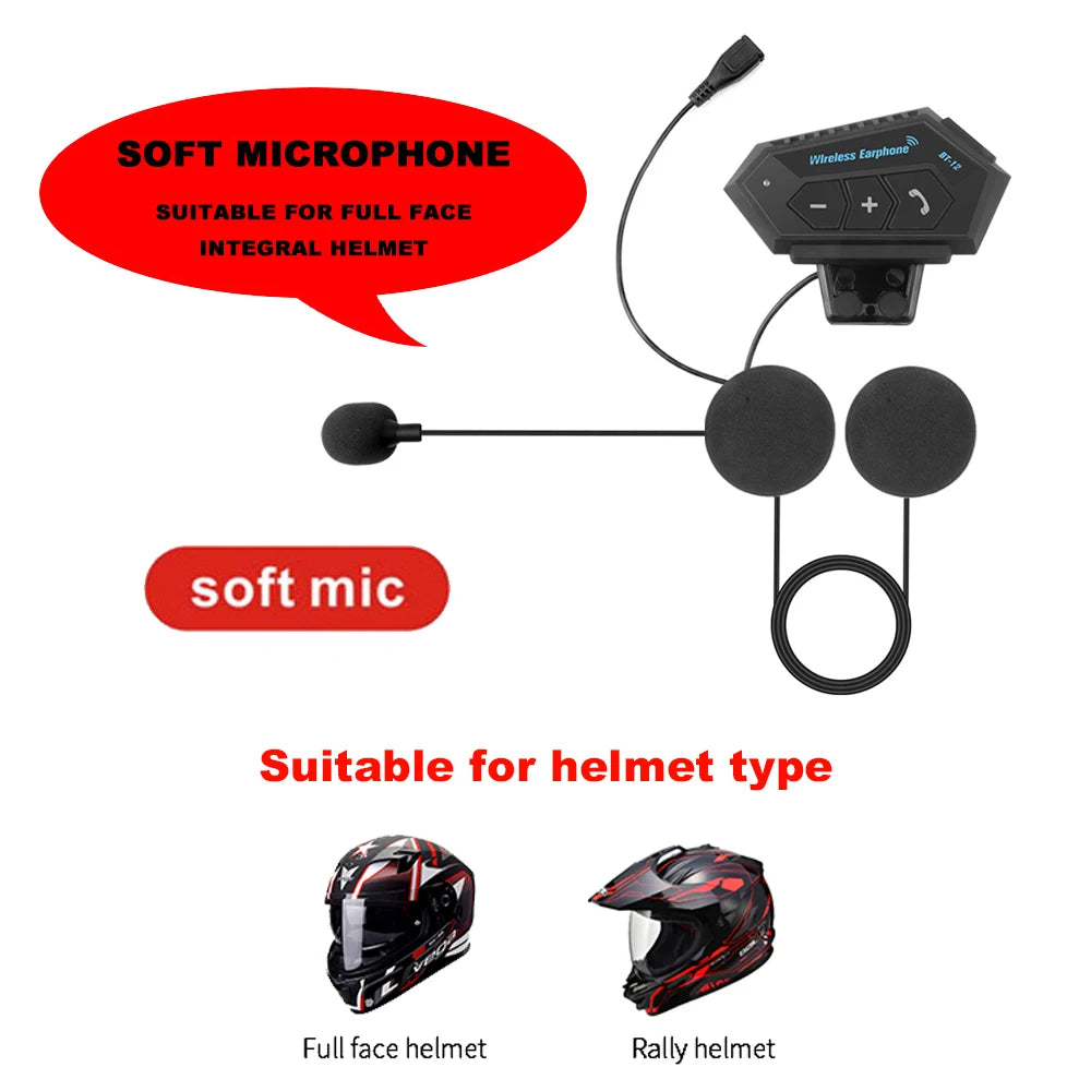 Motorcycle Helmet Headset Bluetooth 5.0 Headphone Wireless Earphones Motor Headset Bike Earphone Handsfree Stereo Earbud