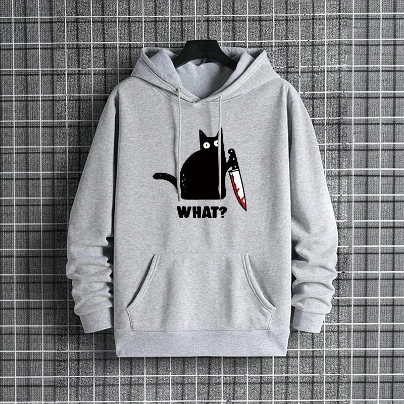 Fashion Mens Clothing Cat Printing Casual Sweatshirts Outdoors Fitness Sports Jogging Mens Hoodies Daily Street Sportswear Tops