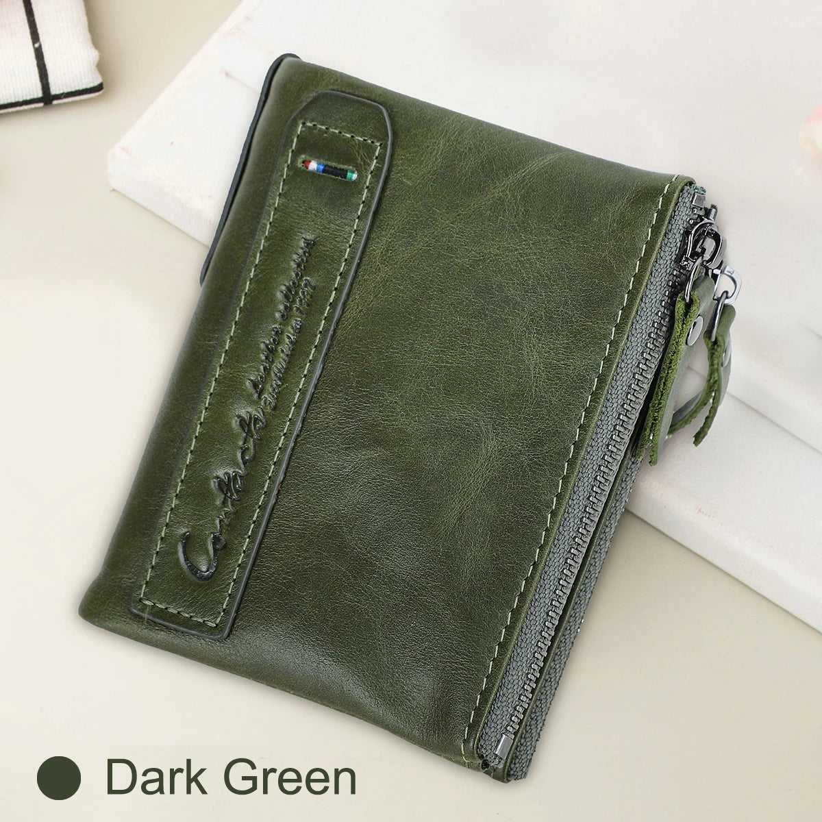 محفظة قصيرة من الجلد الأصلي للنساء من CONTACT'S، حامل بطاقات فاخر بتصميم محفظة عملات معدنية ومشبك نقود ومحفظة صغيرة للنساء والرجال