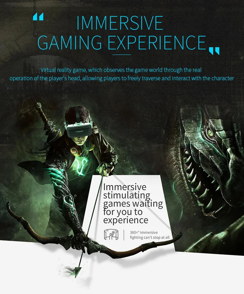 VR Shinecon 3D Glasses Virtual Reality Casque Goggles HeadsetFor Cell Phone Mobile Smartphones Binoculars Video Game Wirth Lens