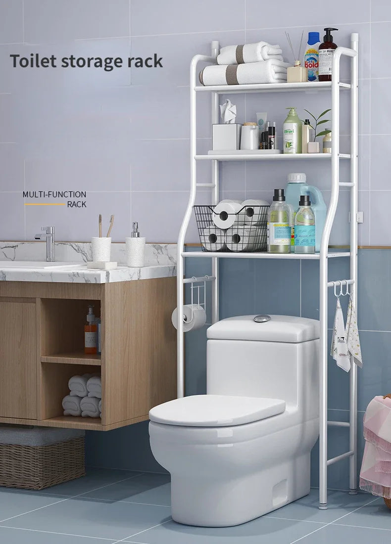 رفوف الحمام والمرحاض، رف تخزين على الأرضية، رف المرحاض، رف تخزين حوض الغسالة بدون ثقب، رف جداري