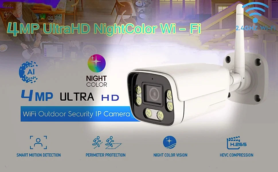 4MP 2MP IP Security Camera Wifi Outdoor Surveillance Home Protection CCTV Bullet Wireless Camara Video indoor Wi-Fi XM ICSee Cam