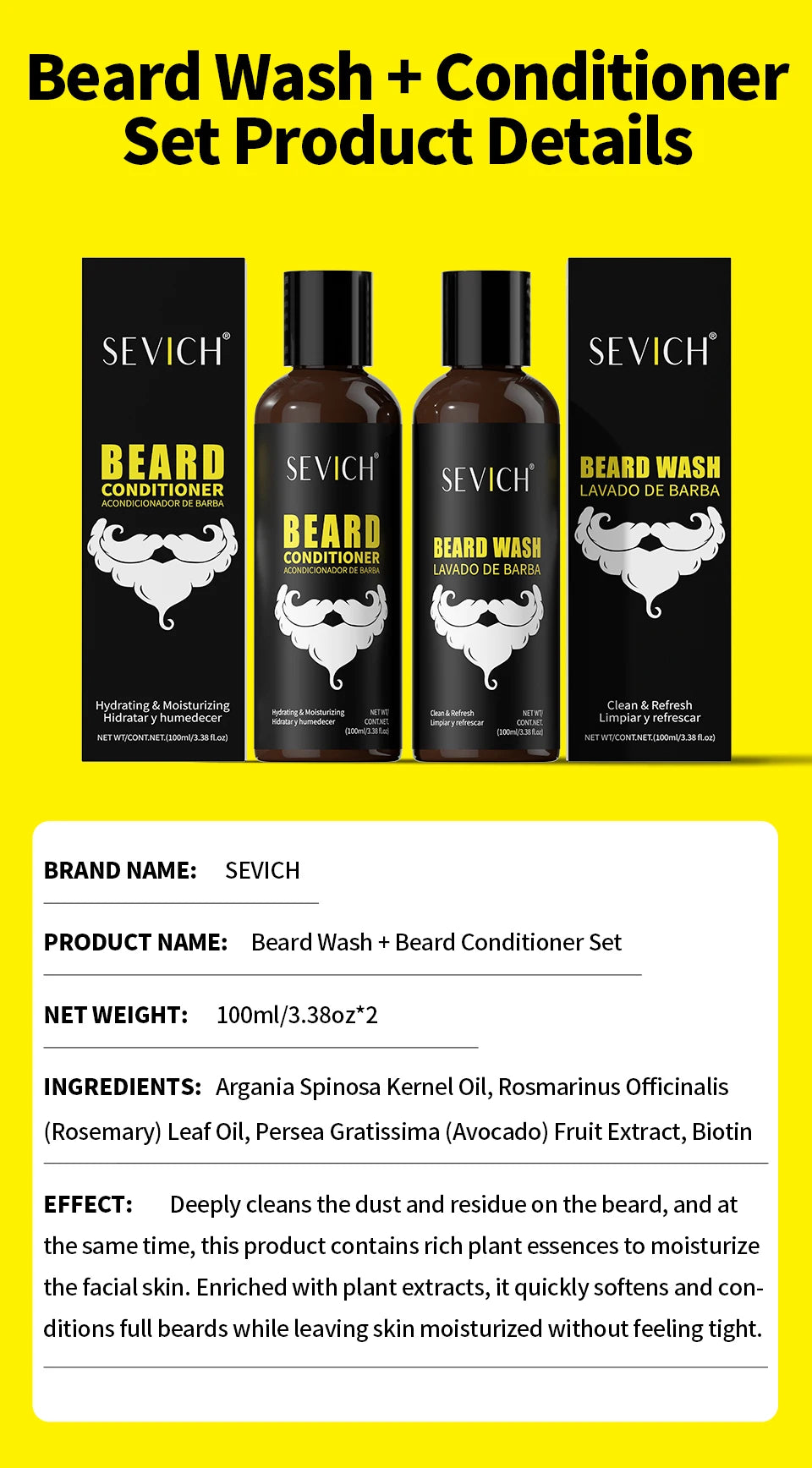 Men's Beard Care Kit Beard Clean Shampoo moisturize Beard Conditioner Beard Wash Natural Beard Care Beard Styling Products