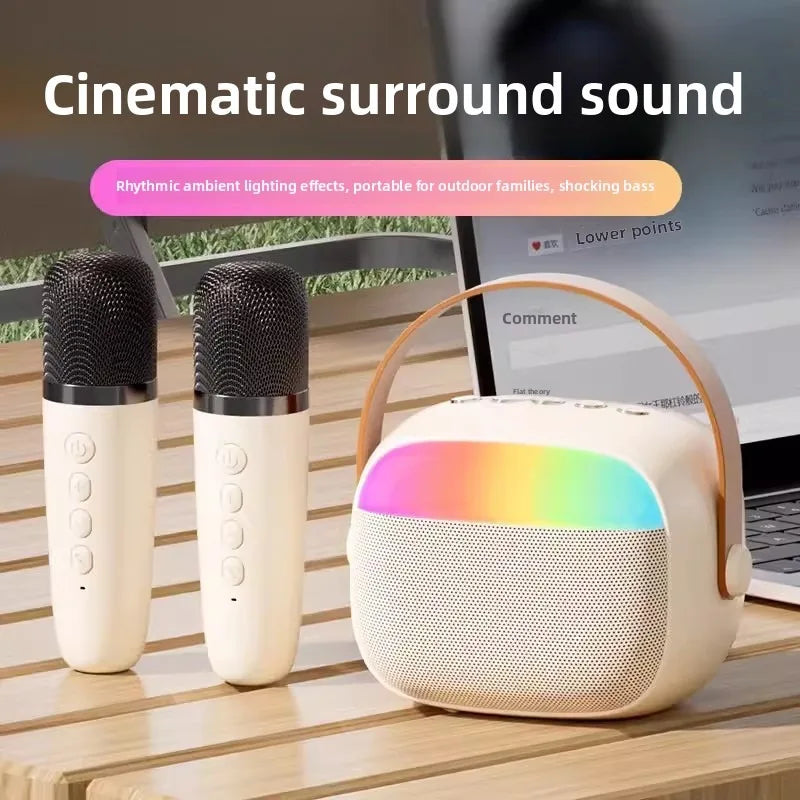 مكبر صوت بلوتوث محمول للمنزل لطيف كاريوكي صغير لاسلكي صوتي مع ميكروفون K Song Family الغناء آلة