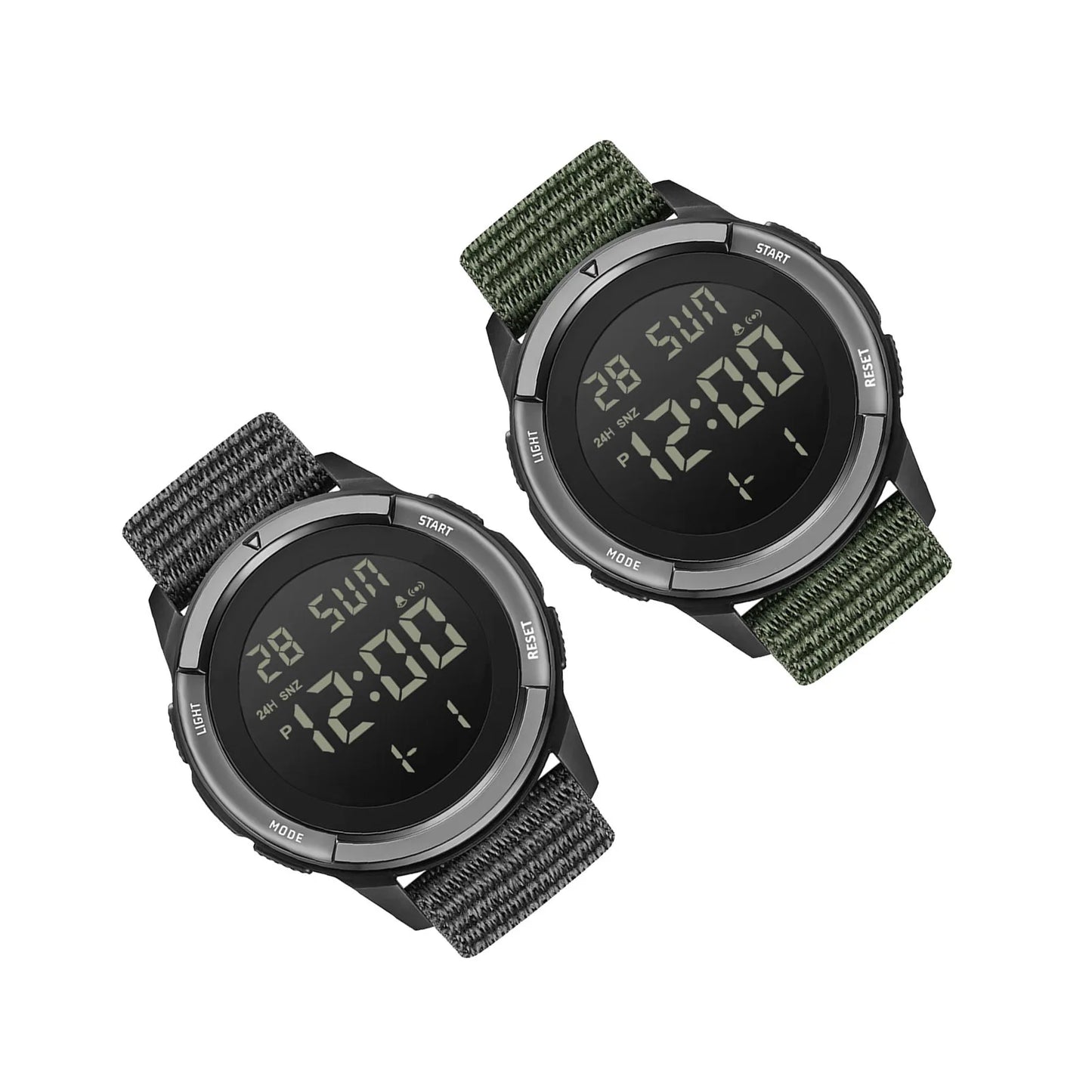 ساعة رياضية للأنشطة الخارجية مقاومة للمطر حتى عمق 50 مترًا، ساعات رياضية رقمية مزودة بإضاءة خلفية LED