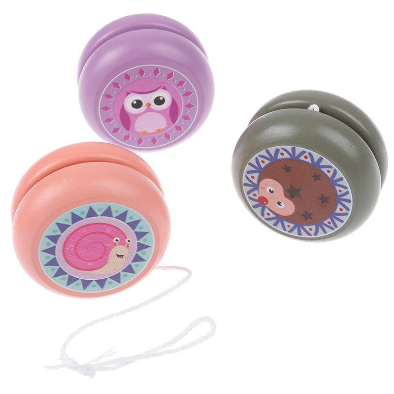 Children Yoyo Ball Cute Animal Prints Wooden Yoyo Toys Fox Owl Hedgehog Snails Toys Kids Yo-Yo Creative Yo Yo Toys For Fun