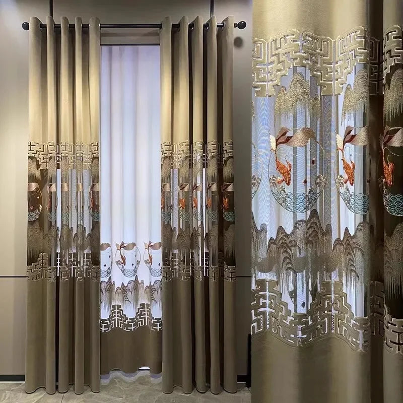 Curtains for Living Room Bedroom Dining  Embroidered Modern Shading Velvet Cloth Customiz Custom  Classic Decor Fabric Blackout