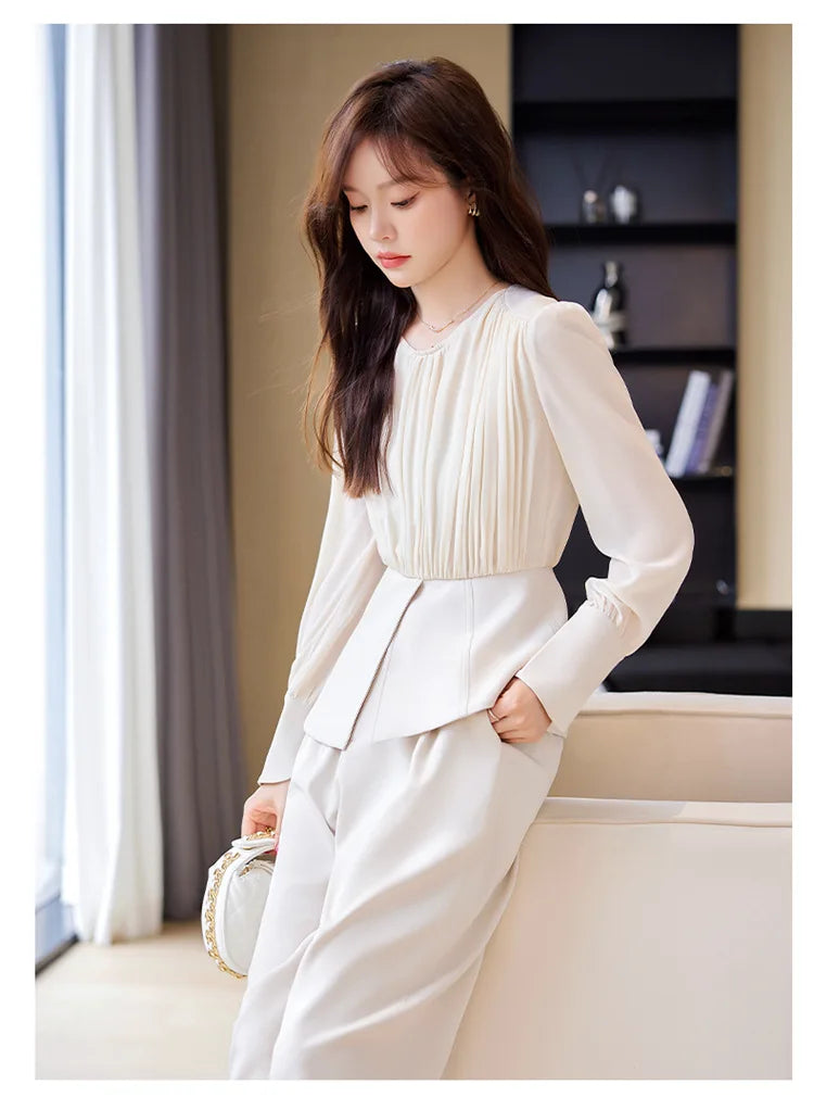 Fashion Uniform Styles Spring Women Office Business Suits Female Pantsuits Ladies Work Wear Blazers Sets With Wide Leg Trousers SwiftNest