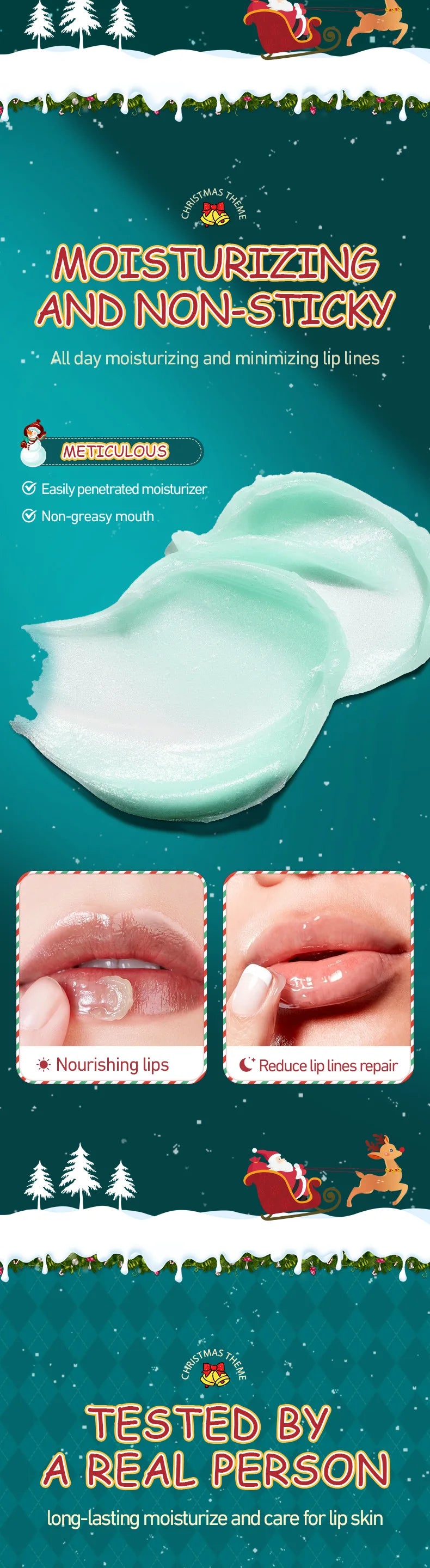 Christmas Gift Box,Lip Balm 4PCS/box Lip Makeup Set, Durable Moisturizer, Christmas Women's Gift Nourishing Lipstick Skin Care