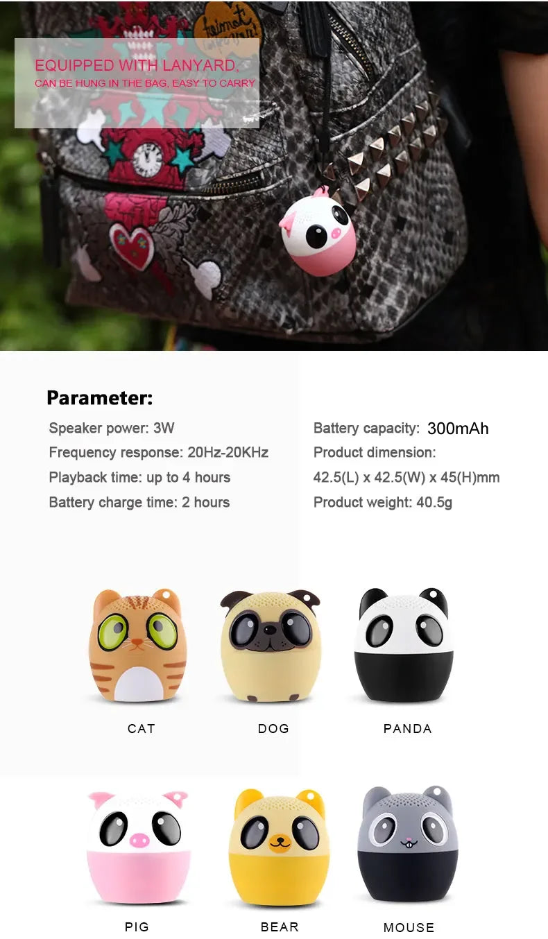 Bluetooth Speaker Outdoor Audio Pet Mini TWS Party Speaker Cartoon Animal Speaker Christmas The Best Choice for a Child's Gift