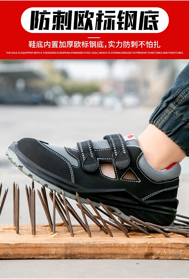 Summer Safety Shoes Men Construction Site Work Shoes Wear Resistant Anti Slip Breathable Sandals For Men Indestructible Shoes