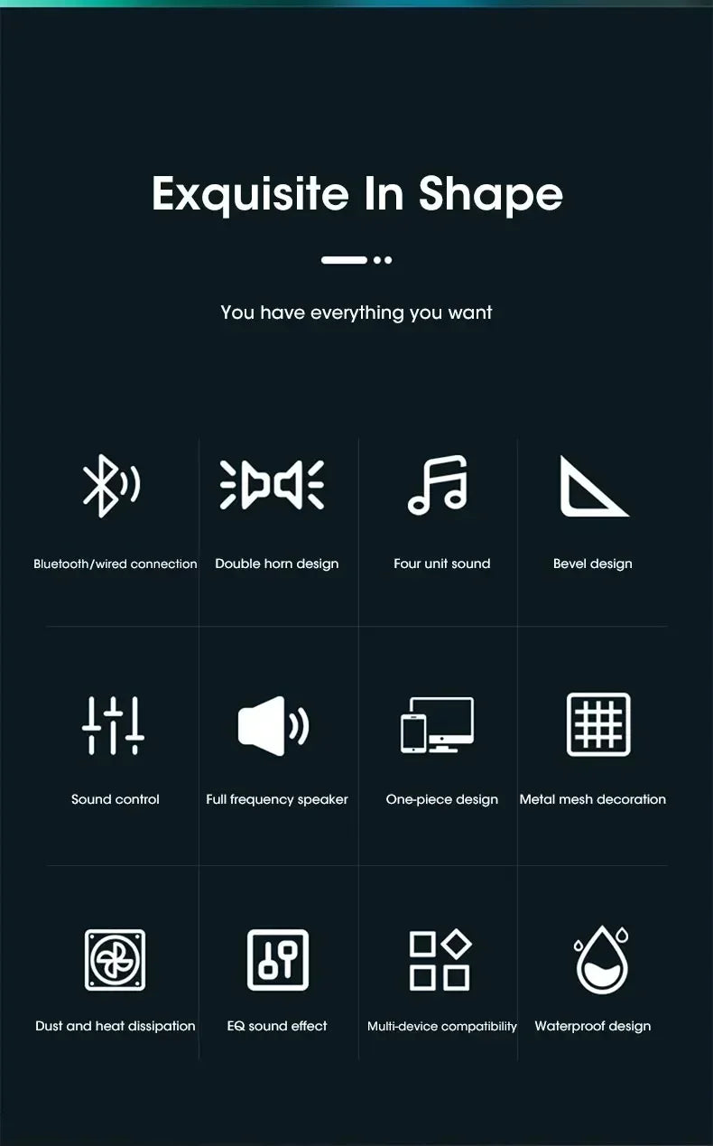 Bluetooth 4D Surround Speaker Home Theater Sound System Computer Soundbar TV Subwoofer Wired Stereo Strong Bass for Home Party