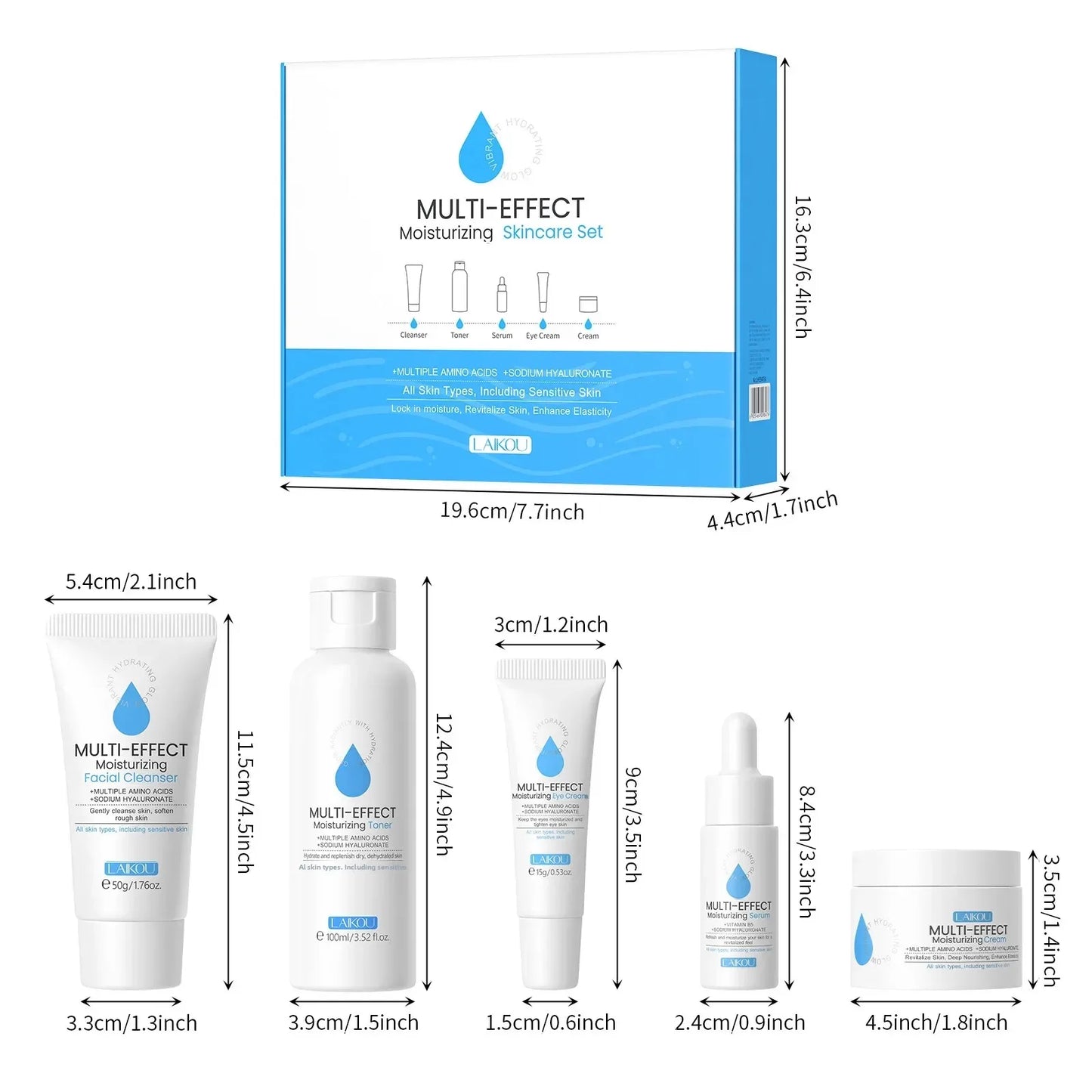 Professional 5 Piece Face Care Collection Intense deep Hydration Set For Dry Skin Daily Beauty Routine
