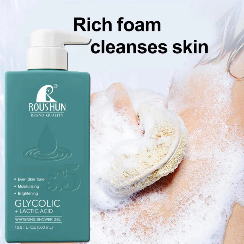 500mlLarge Capacity GLYCOLIC+LACTIC ACID shower gel Smooth and Moisturizing Skincare Hydrating Shower Gel SwiftNest